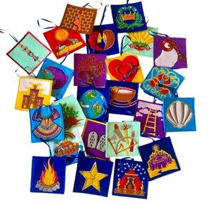 Felt Embroidered Christmas Ornaments Lot of 24 Ann Voskamp Family Celebration